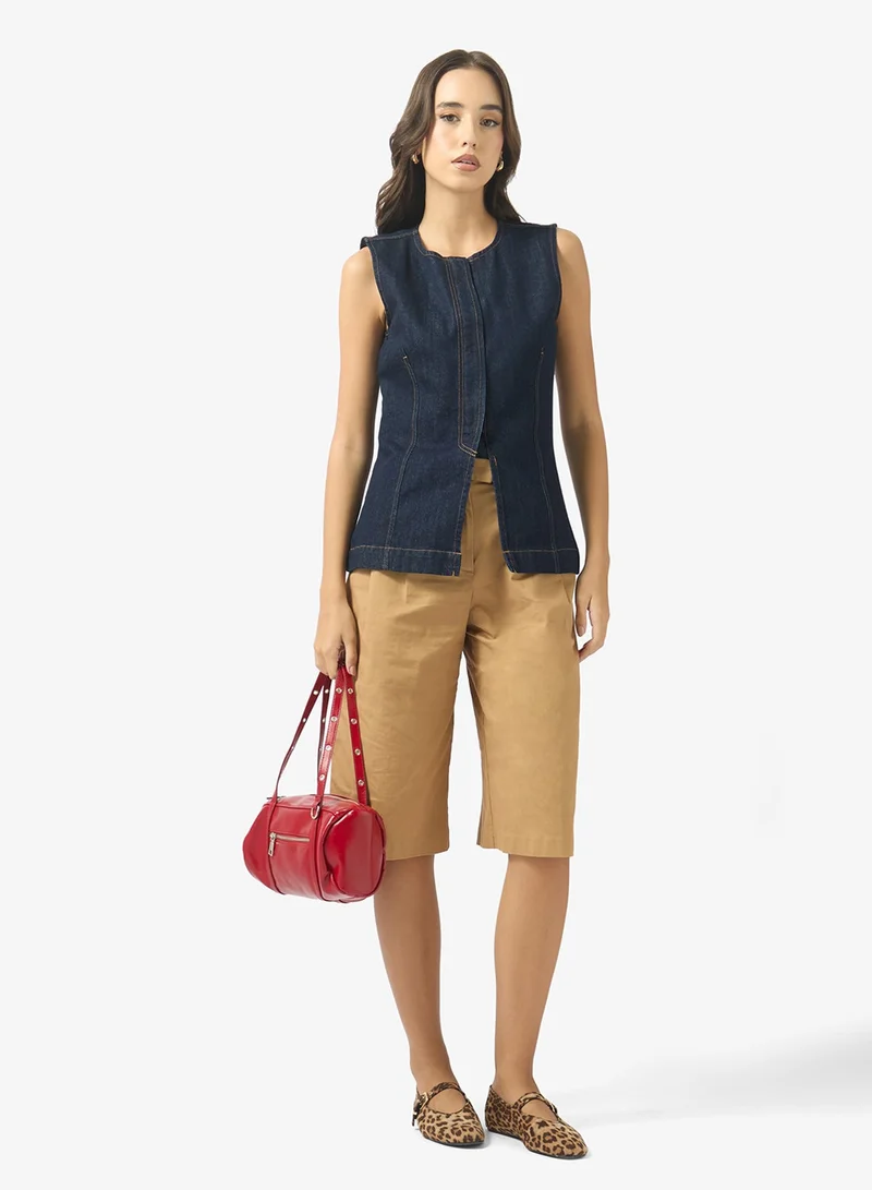 Ginger  Denim Button Down Structured Vest for Women | Best Price UAE