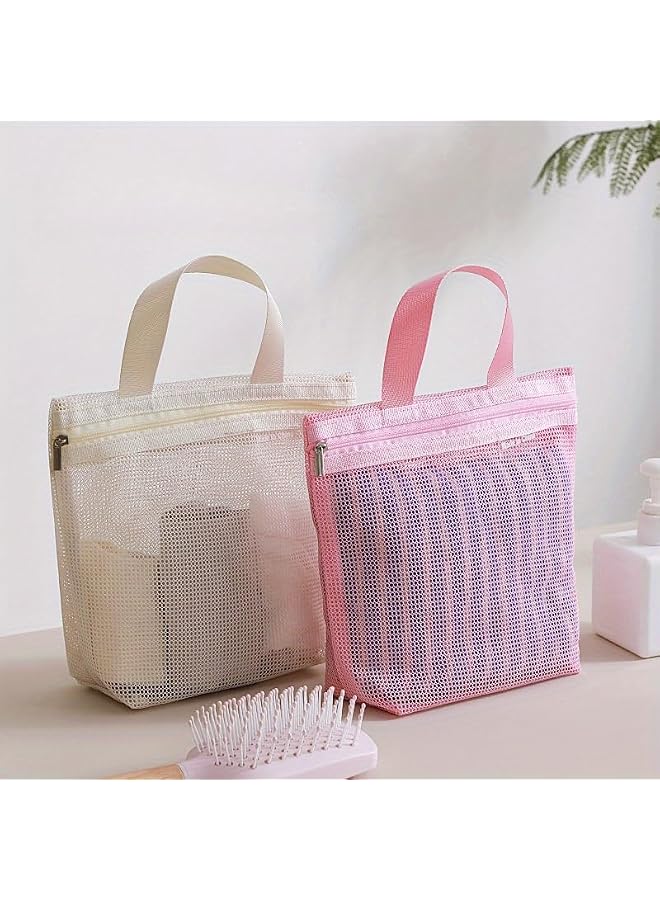 S-TOP Toiletry Bag with Zipper, Portable Breathable Cosmetic & Shower Bag for Travel & Beach, Pink, FashionOnly 4 left 6.926.92 - Image 1
