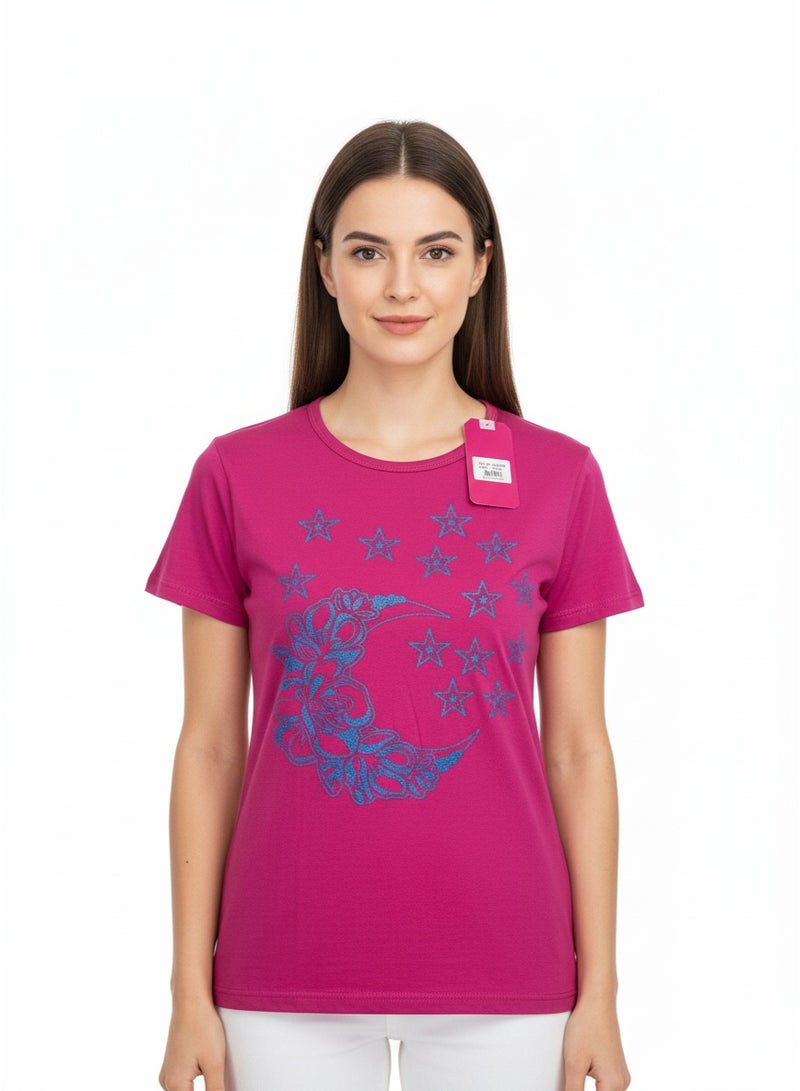 general Ladies T-shirt Blue Trend SS TA-AB21WNXTSNM037 - Image 2