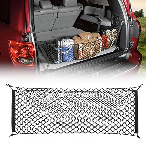 MICTUNING 2-Layer Heavy Duty SUV Truck Cargo Net, 44 x 15 Inch Universal Bed Net with Hooks, Adjustable Highly Elastic Storage Organizer Mesh Net Compatible for Pickup Truck SUV - Image 2