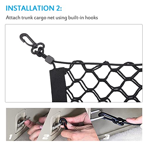 MICTUNING 2-Layer Heavy Duty SUV Truck Cargo Net, 44 x 15 Inch Universal Bed Net with Hooks, Adjustable Highly Elastic Storage Organizer Mesh Net Compatible for Pickup Truck SUV - Image 5