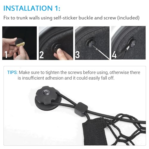 MICTUNING 2-Layer Heavy Duty SUV Truck Cargo Net, 44 x 15 Inch Universal Bed Net with Hooks, Adjustable Highly Elastic Storage Organizer Mesh Net Compatible for Pickup Truck SUV - Image 4