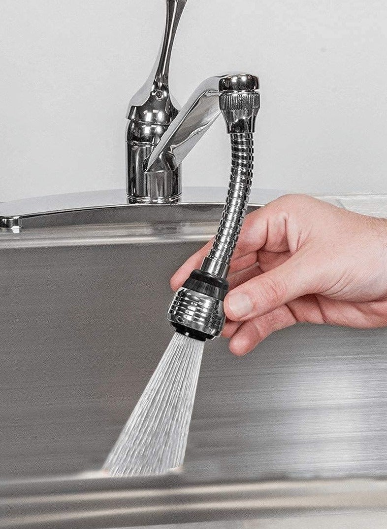 راكسوم مرشات توفير المياه ومهوية الصنبور تدور 360 درجة - موسع صنبور المطبخ تيربو فليكس 6 بوصات: قم بترقية الحوض الخاص بك باستخدام هذا البخاخ المبتكر الموفر للمياه - Image 1