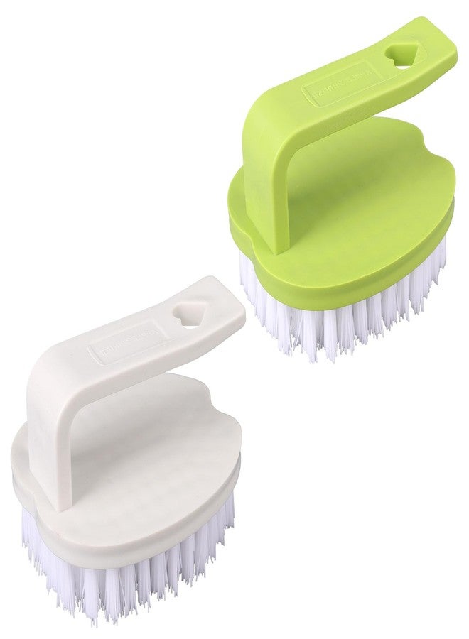 Penitue 2pcs Vegetable Scrubber Brush, PP Fruit and Food Cleaning Kitchen Gadget with Stiff Bristles & Ergonomic Handle, Produce Cleaner Tools for Veggie Potato Carrot Apple (White & Green) - Image 1