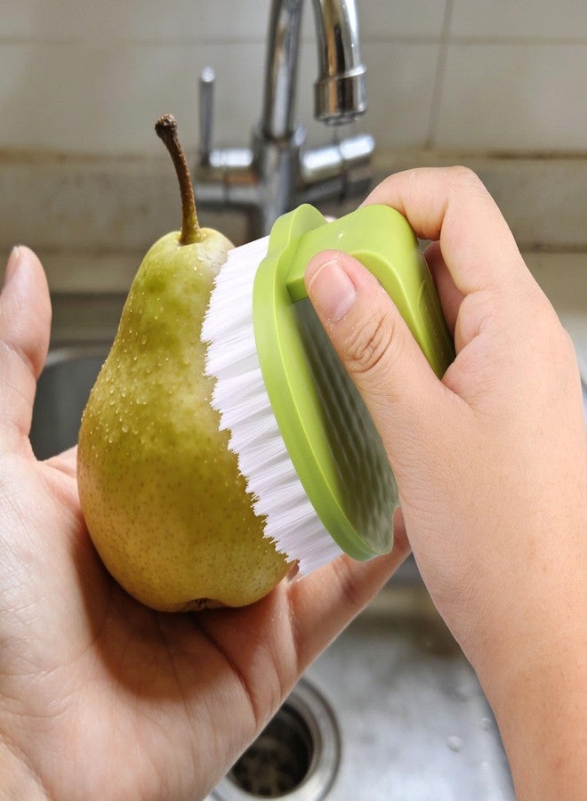 Penitue 2pcs Vegetable Scrubber Brush, PP Fruit and Food Cleaning Kitchen Gadget with Stiff Bristles & Ergonomic Handle, Produce Cleaner Tools for Veggie Potato Carrot Apple (White & Green) - Image 5