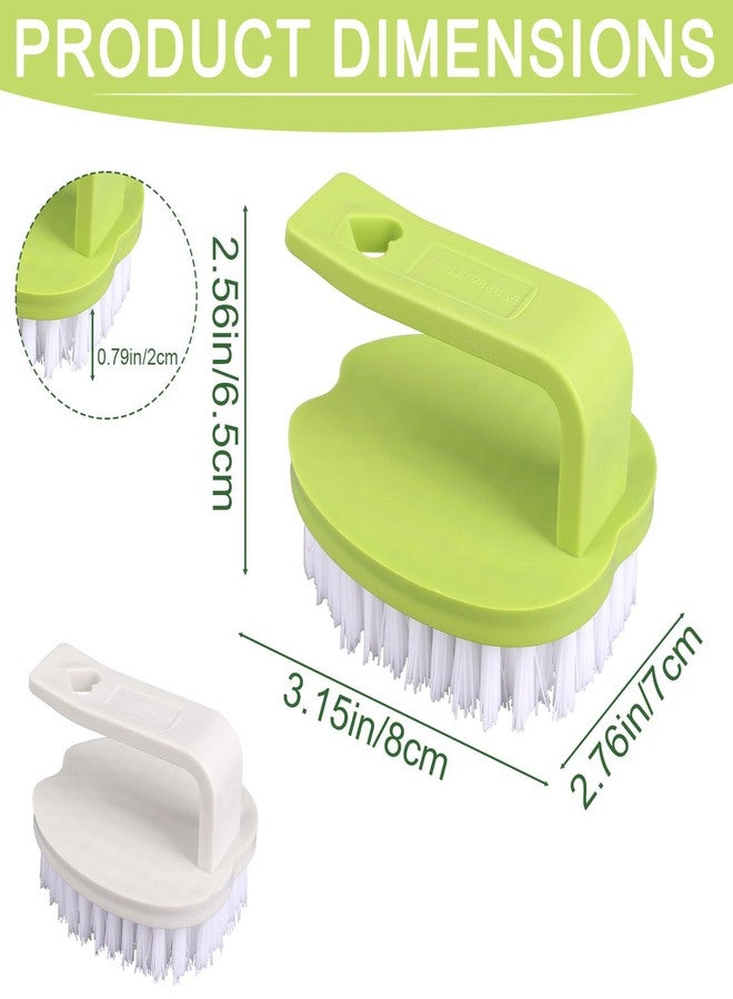 Penitue 2pcs Vegetable Scrubber Brush, PP Fruit and Food Cleaning Kitchen Gadget with Stiff Bristles & Ergonomic Handle, Produce Cleaner Tools for Veggie Potato Carrot Apple (White & Green) - Image 2