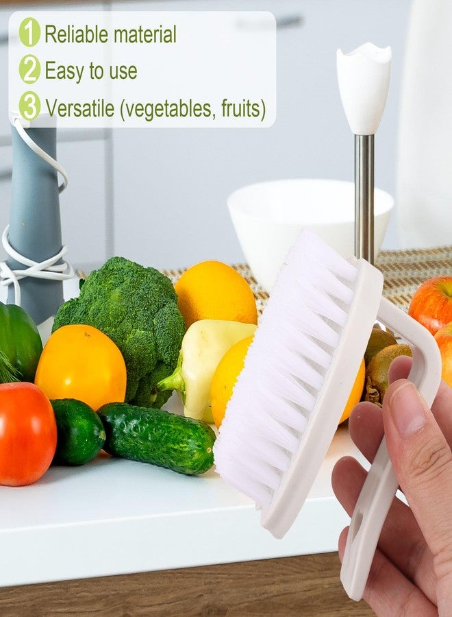 Penitue 2pcs Vegetable Scrubber Brush, PP Fruit and Food Cleaning Kitchen Gadget with Stiff Bristles & Ergonomic Handle, Produce Cleaner Tools for Veggie Potato Carrot Apple (White & Green) - Image 4