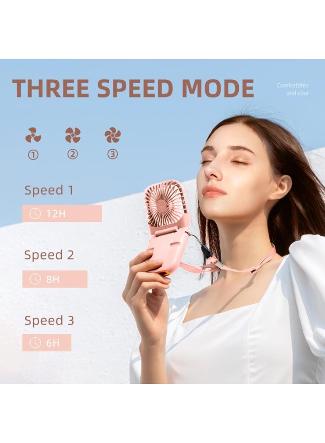 general Handheld Fan,Portable Mini Fan with Power Bank, 3000mAh USB Rechargeable,Quiet Desk Fan with Cell Phone Stand,Foldable 3 Speeds/Strong Airflow 12 Working Hours neck Fan - Image 3