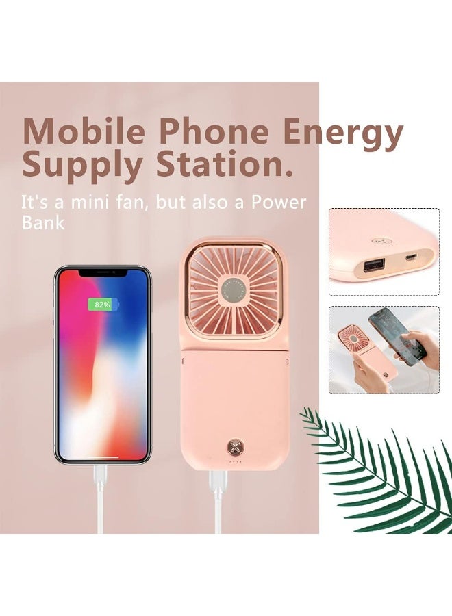 general Handheld Fan,Portable Mini Fan with Power Bank, 3000mAh USB Rechargeable,Quiet Desk Fan with Cell Phone Stand,Foldable 3 Speeds/Strong Airflow 12 Working Hours neck Fan - Image 5