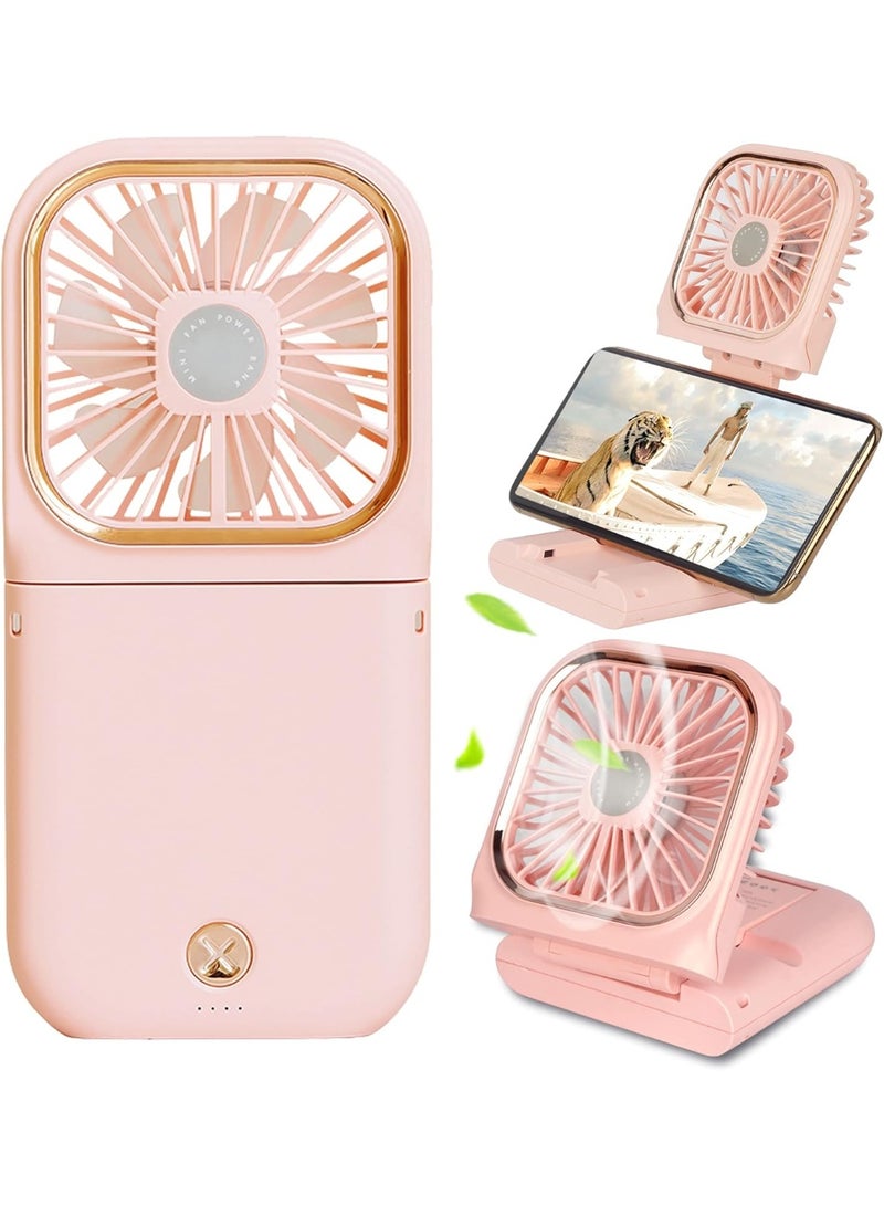 general Handheld Fan,Portable Mini Fan with Power Bank, 3000mAh USB Rechargeable,Quiet Desk Fan with Cell Phone Stand,Foldable 3 Speeds/Strong Airflow 12 Working Hours neck Fan - Image 1