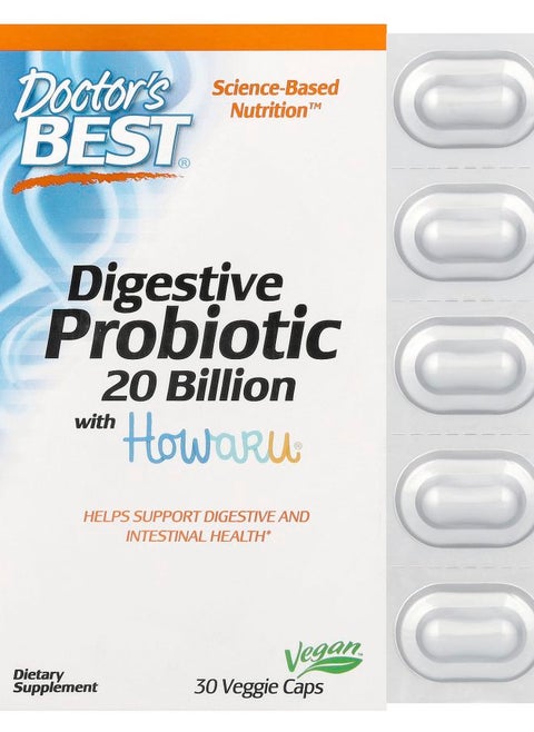 Digestive Probiotic 20 Billion with Howaru 30 Veggie Caps