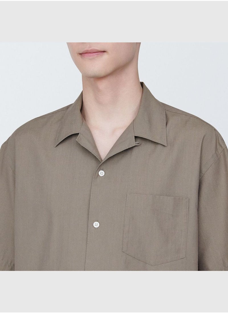 MUJI Hemp Blend Washed Skipper Collar Short Sleeve Shirt  - Image 5