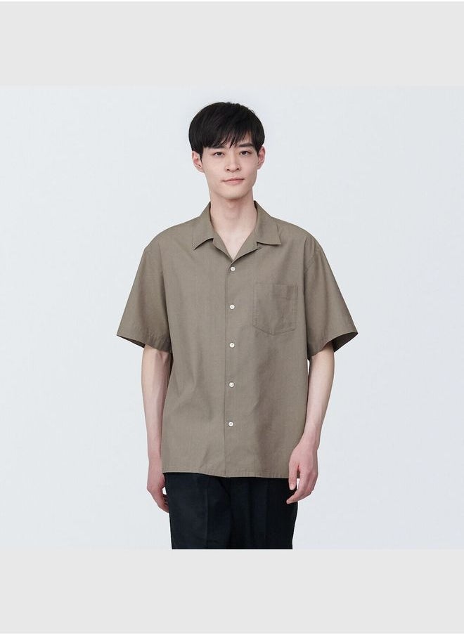 MUJI Hemp Blend Washed Skipper Collar Short Sleeve Shirt  - Image 1