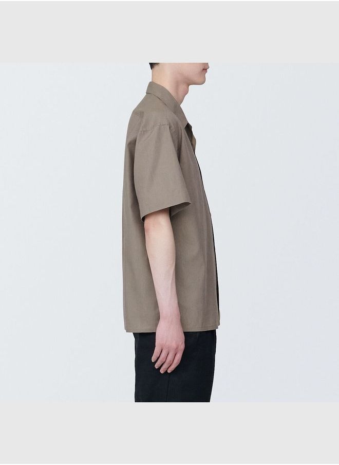 MUJI Hemp Blend Washed Skipper Collar Short Sleeve Shirt  - Image 3