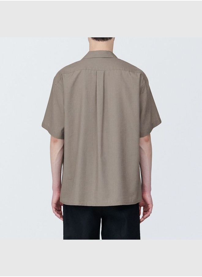 MUJI Hemp Blend Washed Skipper Collar Short Sleeve Shirt  - Image 4