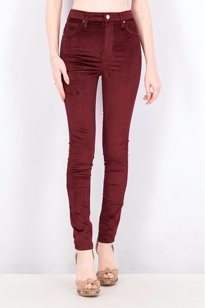 GUESS Women Belt Loops Super Skinny Jeans, Burgundy - Image 1