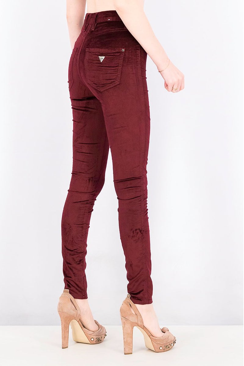 GUESS Women Belt Loops Super Skinny Jeans, Burgundy - Image 4