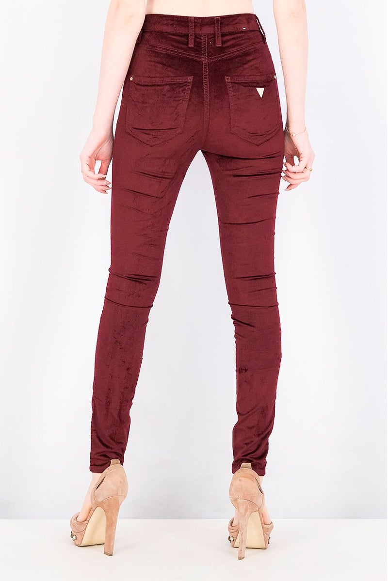 GUESS Women Belt Loops Super Skinny Jeans, Burgundy - Image 2