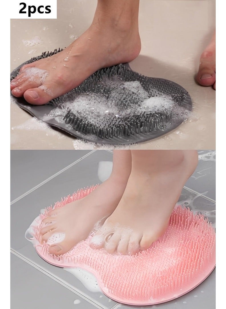 2PCS Shower Foot Scrubber & Massager, Non-Slip Foot Cleaner Brush with Suction Cups, Foot Acupressure Massage Mat for Foot Care, Improves Circulation & Relieves Foot Pain - Image 1