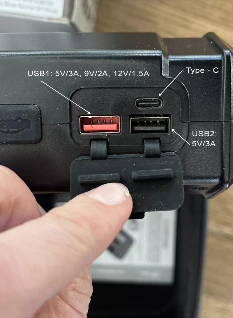 AGD Jump Starter Car Emergency Kit, Power Bank for Charging Batteries and Mobile Phones, Tire Inflator, and a Flashlight; Perfect for Trips and Travel. - Image 4