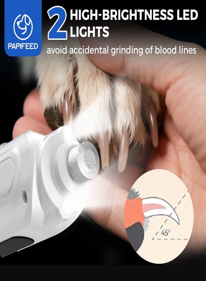 PAPIFEED مبرد أظافر الكلاب من بابيفيد هادئ وقوي - 6 سرعات قابلة للتعديل مع مصابيح LED مزدوجة، محرك عالي العزم، غطاء مقاوم للغبار، قابل لإعادة الشحن من النوع C للكلاب والقطط (طقم أبيض) - Image 3