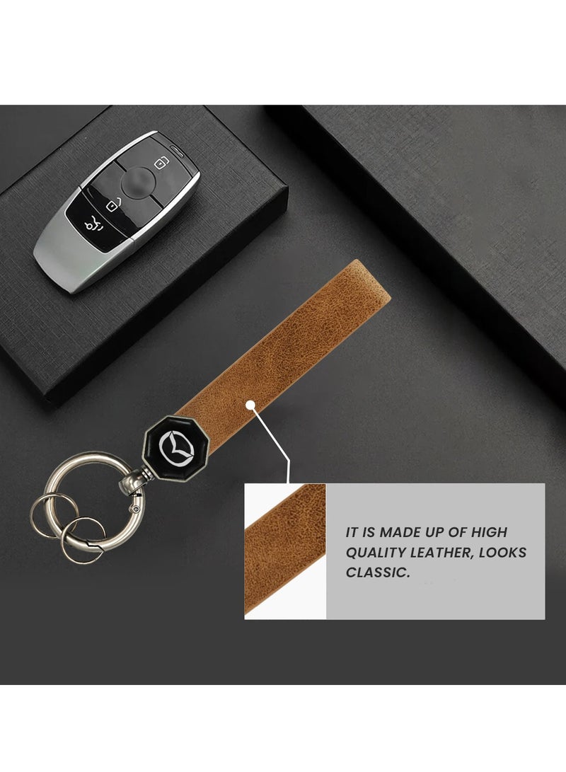 مازدا سلسلة مفاتيح مازدا الجلدية بحلقة معدنية - حامل مفاتيح متين للسيارة والمنزل والمكتب والمفاتيح الشخصية - منظم مفاتيح أنيق للرجال والنساء والهدايا - سلسلة مفاتيح متعددة الاستخدامات وعملية وعالية الجودة للاستخدام اليومي - Image 4