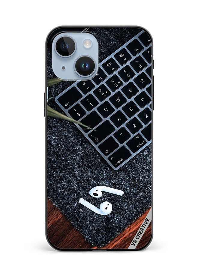 VR CREATIVE Protective Case Cover For Apple iPhone 15 Earphone With Keyboard Design Multicolour - Image 1