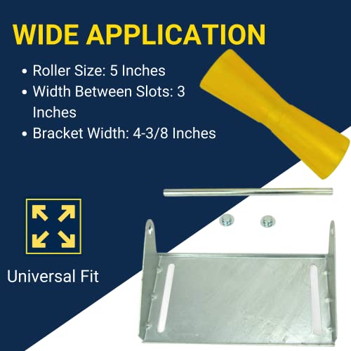 Tie Down Engineering 5 in. Keel Roller with Panel Bracket Assembly | Includes Amber Polyvinyl Keel Roller, 11-Gauge Galvanized Panel Bracket, and Cap Nuts - Image 3
