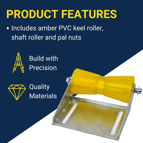 Tie Down Engineering 5 in. Keel Roller with Panel Bracket Assembly | Includes Amber Polyvinyl Keel Roller, 11-Gauge Galvanized Panel Bracket, and Cap Nuts - Image 4