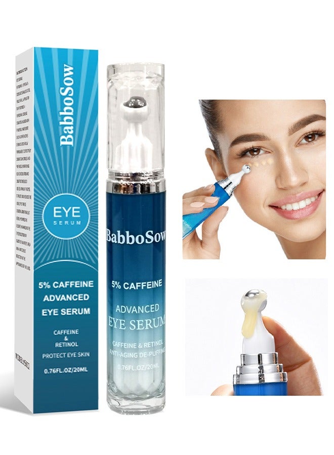 BabboSow 5% Caffeine Advanced Eye Serum,Caffeine Roller Eye Serum,Dark Circles Under Eye Cream Morning Skincare - Daily Eye Serum for Eyelids Puffiness - Image 1