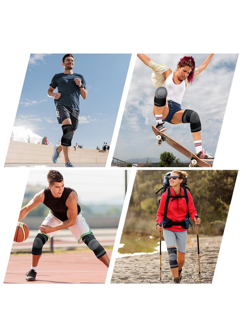 2 Pack Knee Compression Sleeves with Adjustable Strap Knee Brace, Knee Support Protector for Running, Sports Exercise, etc., Joint Pain Relief, Injury Recovery