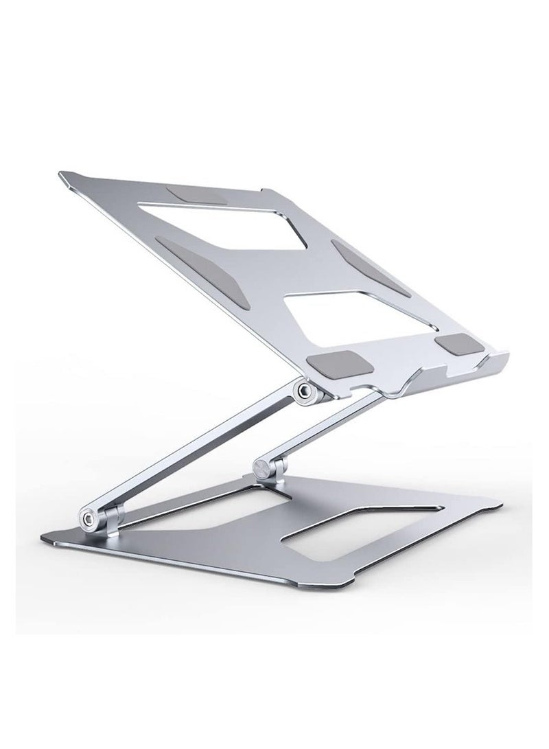 Bonroy Foldable and Adjustable Aluminum Alloy Laptop Stand to Support Notebook and Laptop Compatible with 14-17.3 - 17.3 Inch Bonroy, Silver Color  - Image 1