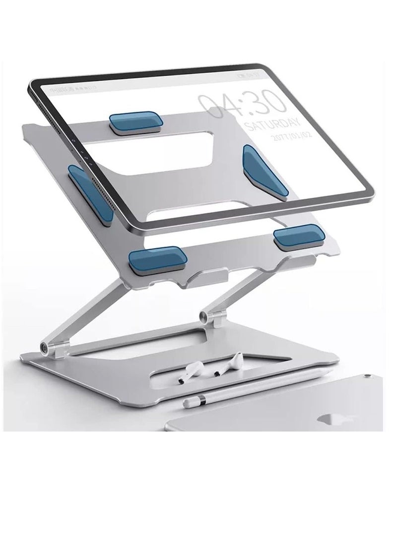 Bonroy Foldable and Adjustable Aluminum Alloy Laptop Stand to Support Notebook and Laptop Compatible with 14-17.3 - 17.3 Inch Bonroy, Silver Color  - Image 4