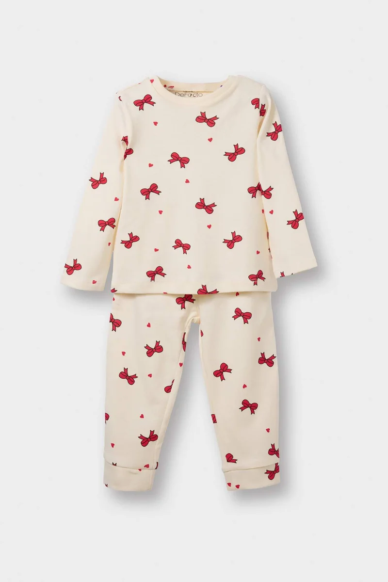 ديفاكتو Baby Girl Butterfly Patterned 2 Piece Pajama Set