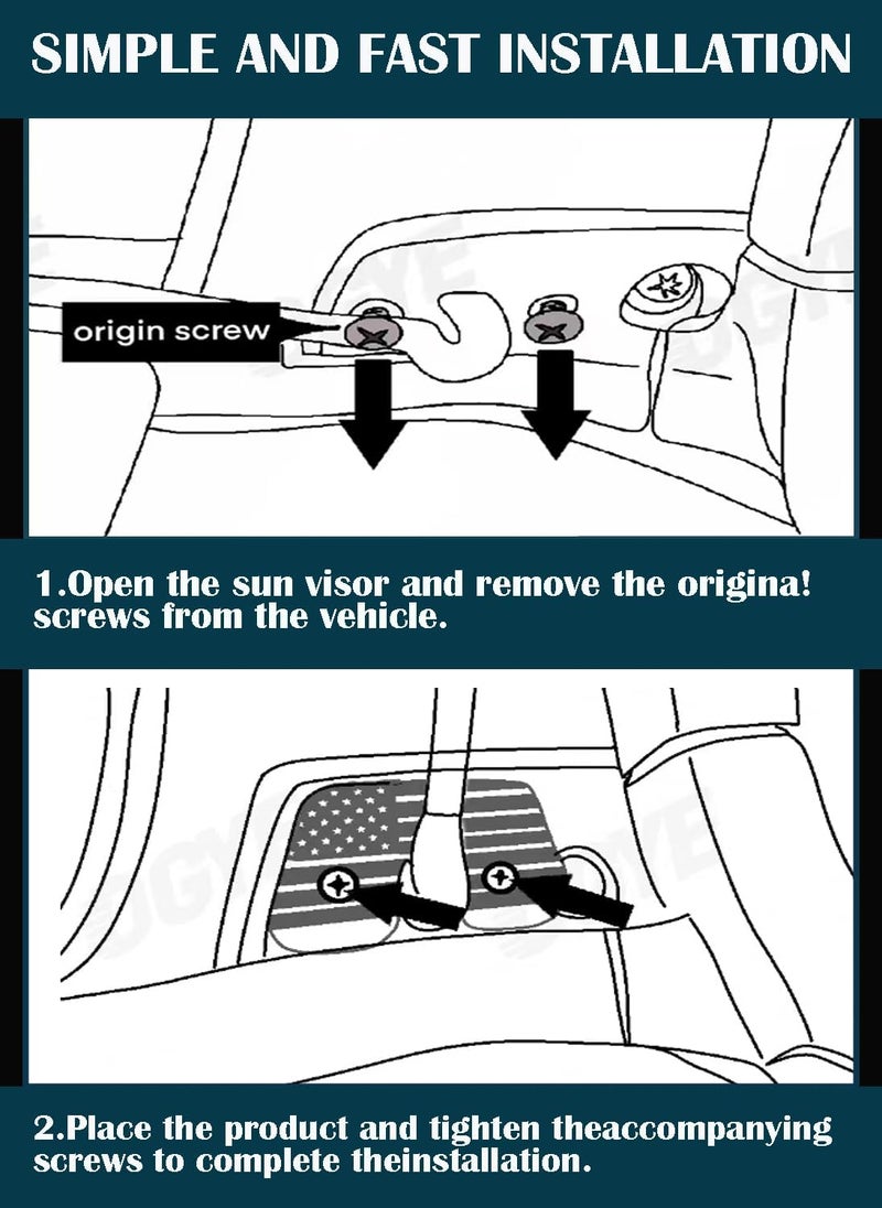 OGYE Aluminum Alloy Sun Visor Repair Kit with American Flag Design - Image 5
