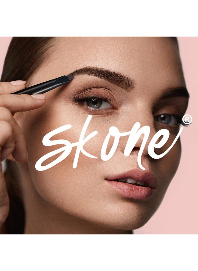 سكون قلم حواجب أصلي من Skone Cosmetics مع فرشاة - قلم حواجب بني مزدوج الجوانب قابل للسحب ومضاد للماء ويدوم طويلًا للنساء ذوات الحواجب الأنيقة - لون الشوكولاتة للسمراوات  - Image 5