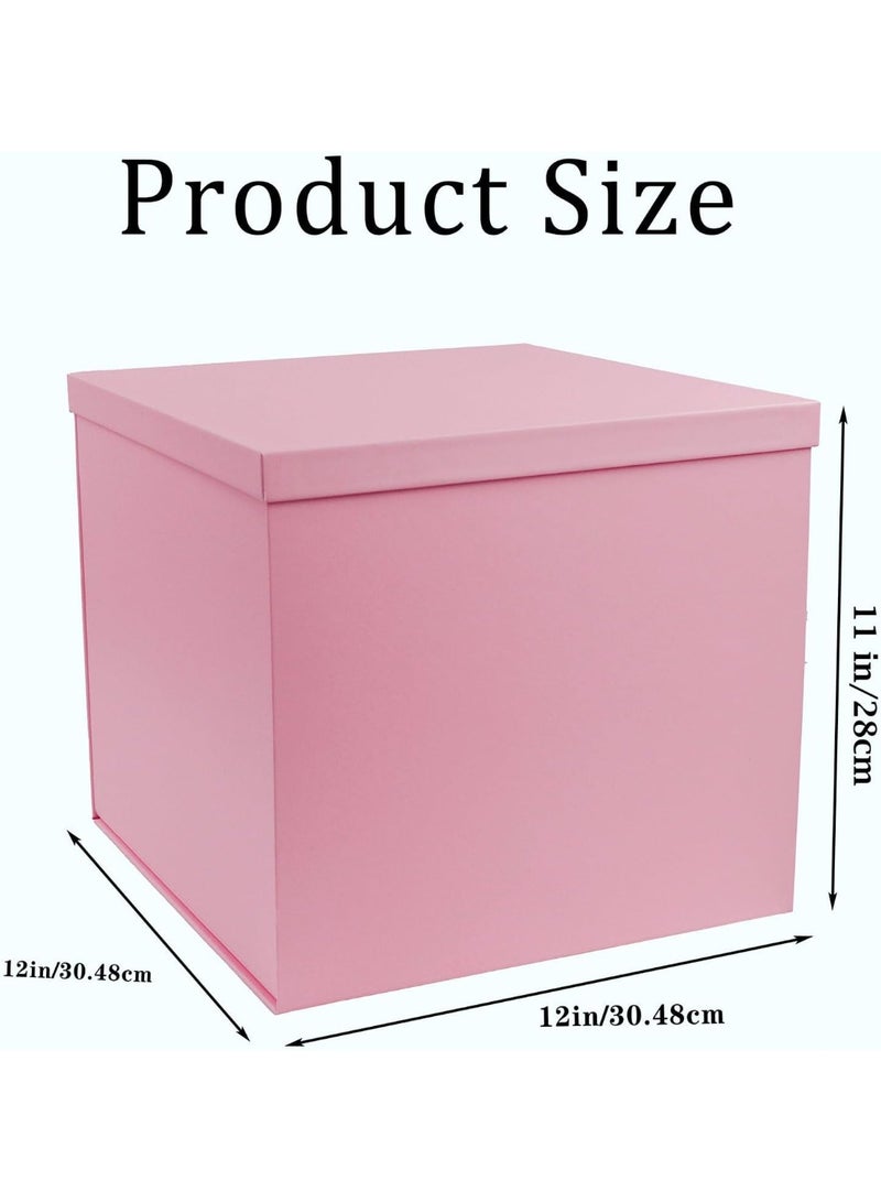 صندوق هدايا كبير، وردي مطفي، 12x12x11 بوصة، قطعة واحدة مع غطاء - Image 2