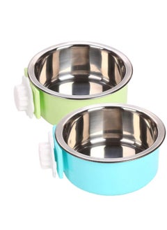 SYOSI Set of 2 Etched Stainless Steel Dog Bowls Easy to Clean Bacteria Rust Resistant Non-Skid No-Tip Silicone Ring Feeding for Dogs lastic Bowl  - Image 1