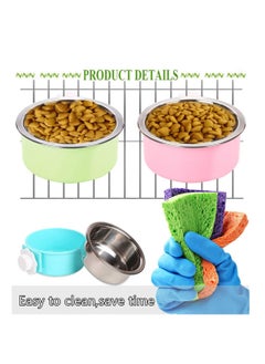SYOSI Set of 2 Etched Stainless Steel Dog Bowls Easy to Clean Bacteria Rust Resistant Non-Skid No-Tip Silicone Ring Feeding for Dogs lastic Bowl  - Image 3