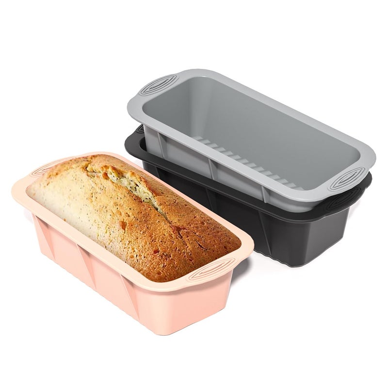 saphe Silicone Bread Loaf Pan, Heat resistant bread panï¼ŒNon-Stick Baking Mold Pans for Loaf, Bread, Cake, cheese cake, 3 packs - Image 1