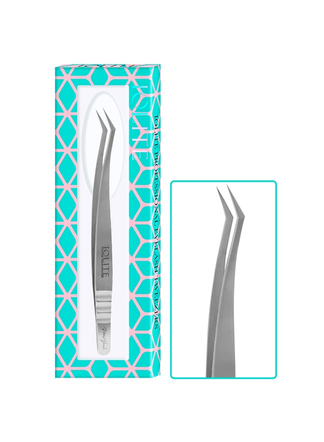 IOLITE Lash Tweezers Professional Stainless Steel Curved Precision Tweezer for Eyelash Extensions, Volume Lashes, Electronics, Laboratory Work, Jewelry-Making,Crafting,Soldering, 2D-3D False Lashes, Nail Art - Image 2