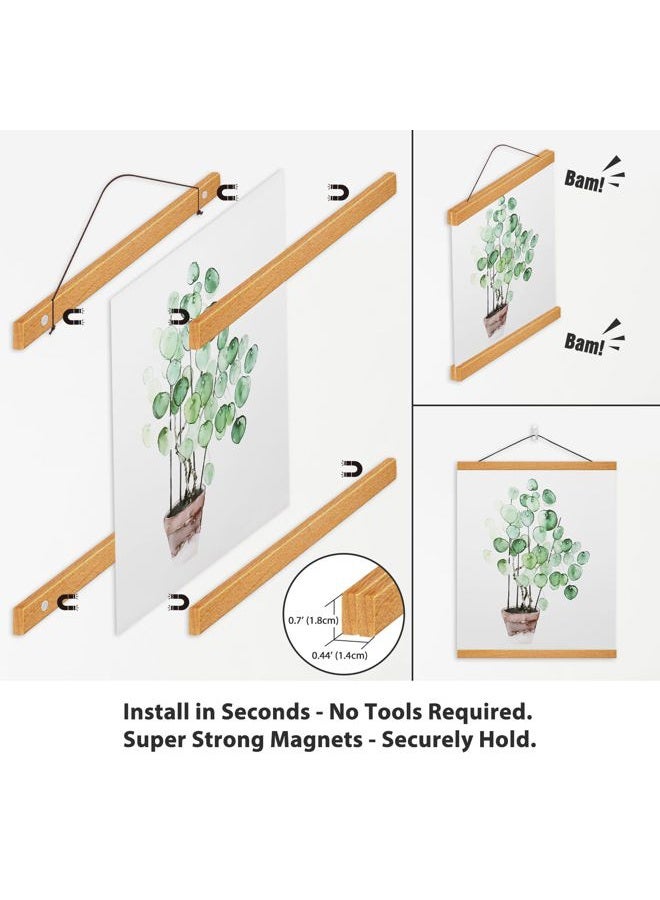 HONKKI Poster Hanger Magnetic Wooden Poster Hangers, Teak Wood Magnet, 17x24 17x22 17x11 Poster Hanging Frame for Walls, Pictures, Prints, Maps, Scrolls and Canvas Artwork, 17 Inch - Image 2