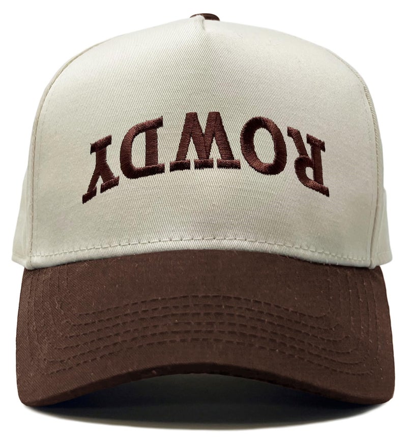 Funky Junque Two Tone Vintage Snapback Hat - Rowdy (Upside Down) - Beige/Brown - Image 1