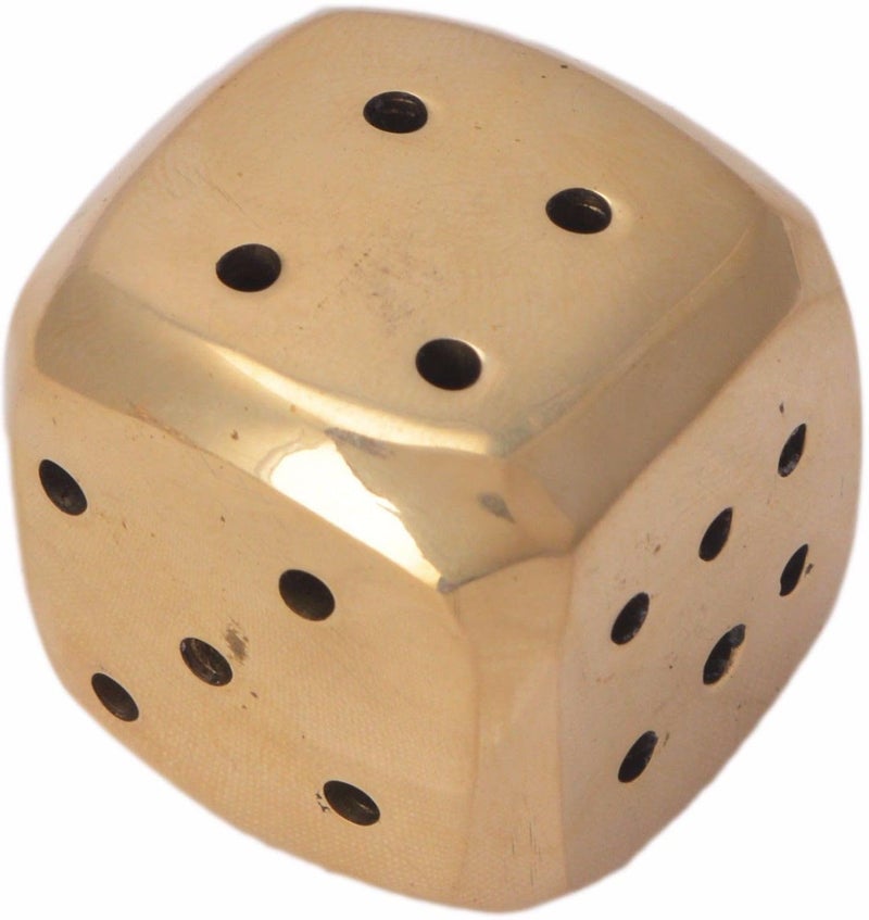 DOKCHAN Solid Brass Dice 6 Side Spot with Round Corner/Ludo Brass Dice for Game (Size - 1 in) - Image 1