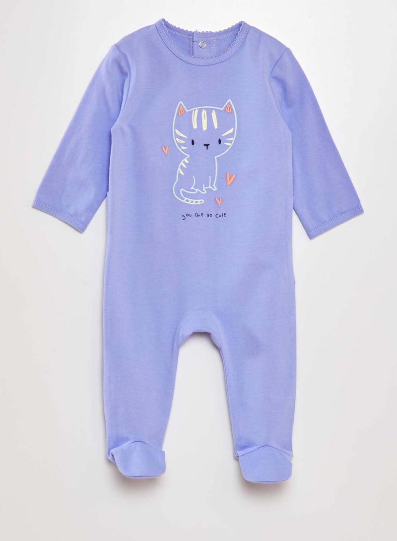 Kiabi cotton-sleepsuit-pyjamas-purple - Image 1