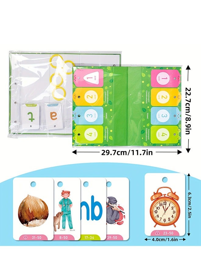 129pcs CVC Word Flip Charts Double-Sided Desktop Chart Card Set - Interactive Spelling Game, Word Building Cards, Educational Spelling Toy, Literacy Learning Card, Classroom Educational Toys for Kids - Image 2