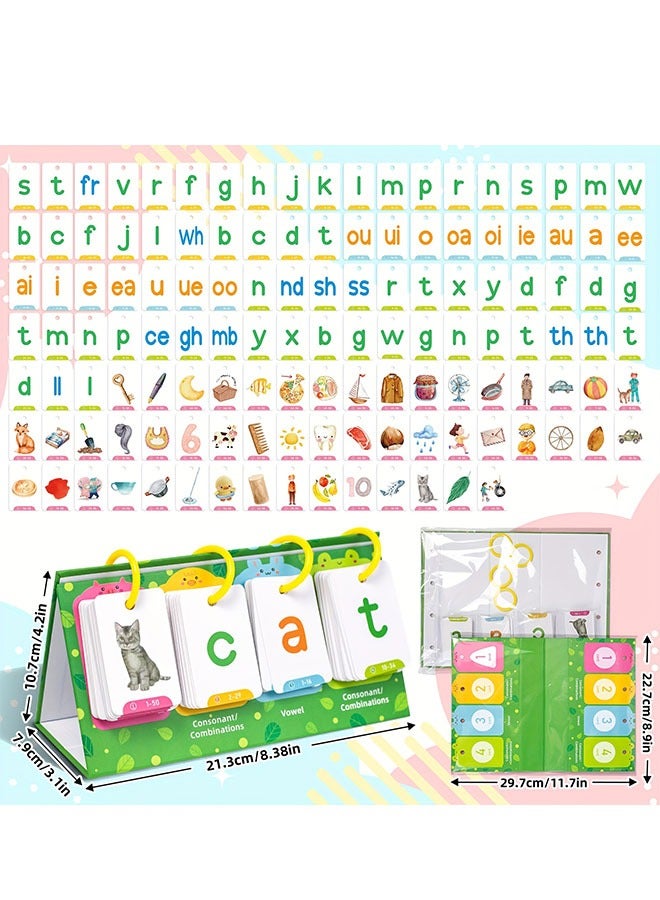 129pcs CVC Word Flip Charts Double-Sided Desktop Chart Card Set - Interactive Spelling Game, Word Building Cards, Educational Spelling Toy, Literacy Learning Card, Classroom Educational Toys for Kids - Image 3