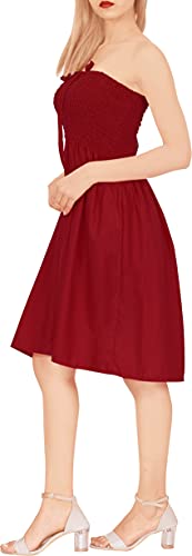 LA LEELA Women's Tube Dress Casual Short Top One Size Red Solid - Image 2