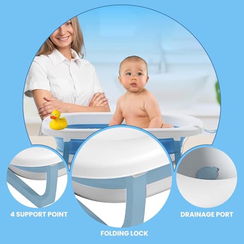 Safe-O-Kid All-in-One Foldable Baby Bathtub – Lightweight, BPA-Free with Drain Plug, for Kids, 0-5 Year- Blue - Image 2