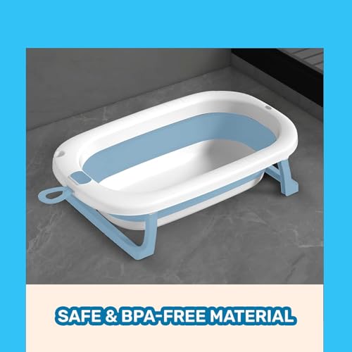 Safe-O-Kid All-in-One Foldable Baby Bathtub – Lightweight, BPA-Free with Drain Plug, for Kids, 0-5 Year- Blue - Image 3